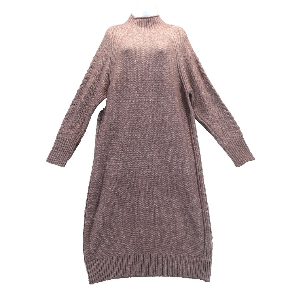Universal Thread Women's Sz L Long Sleeve Midi Cable Knit Sweater Dress Purple